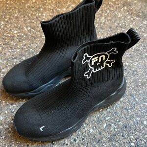 ❤️kids nununu Fila Black Ribbed Sock Shoes boots